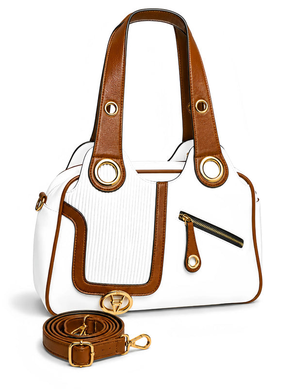 Luxury White Brown Shoulder Bag for Women