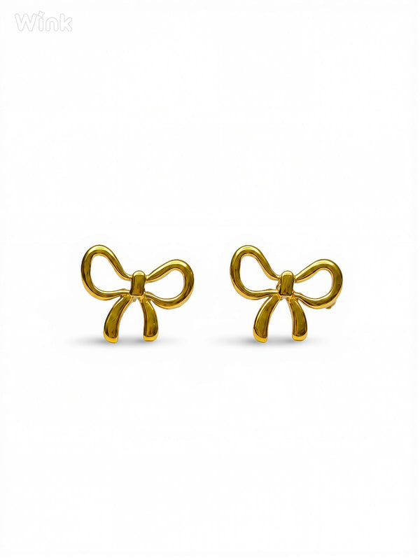 Gold Bow Stud Earrings