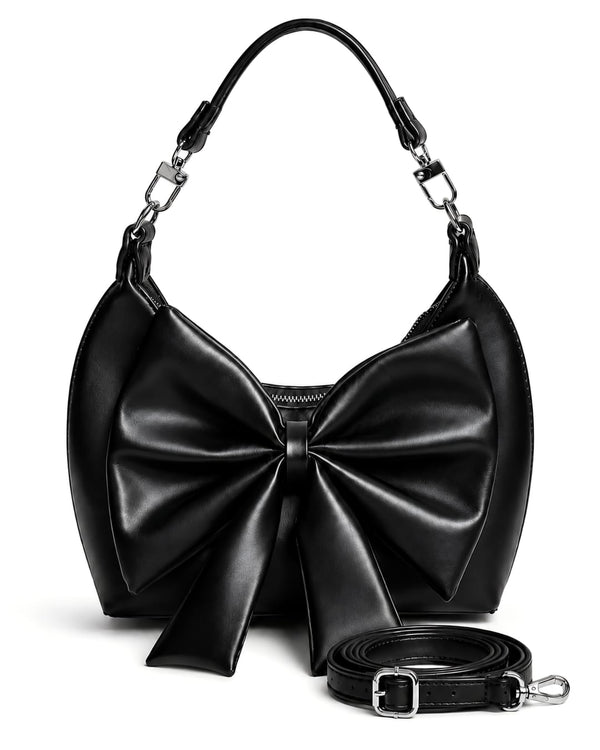 Luxury Black Bow Shoulder Bag for Women