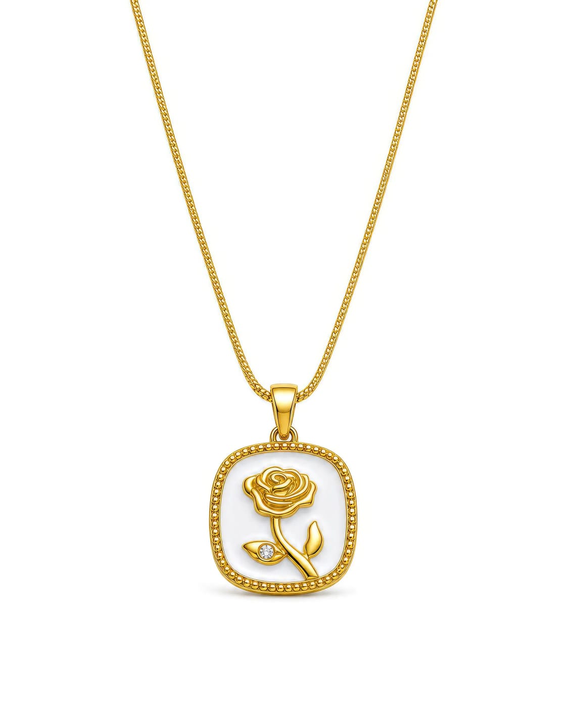 Luxury Gold Rose Pendant Necklace