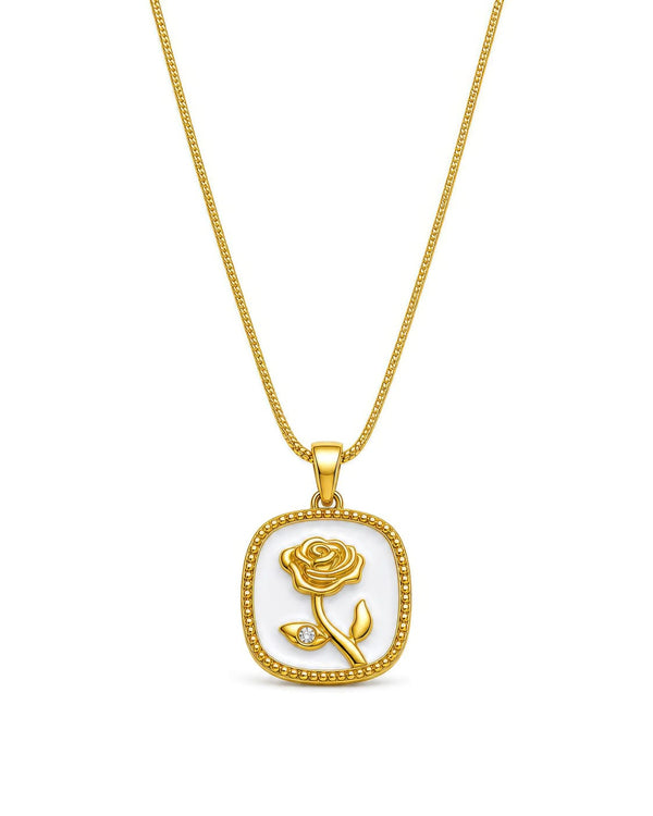 Luxury Gold Rose Pendant Necklace