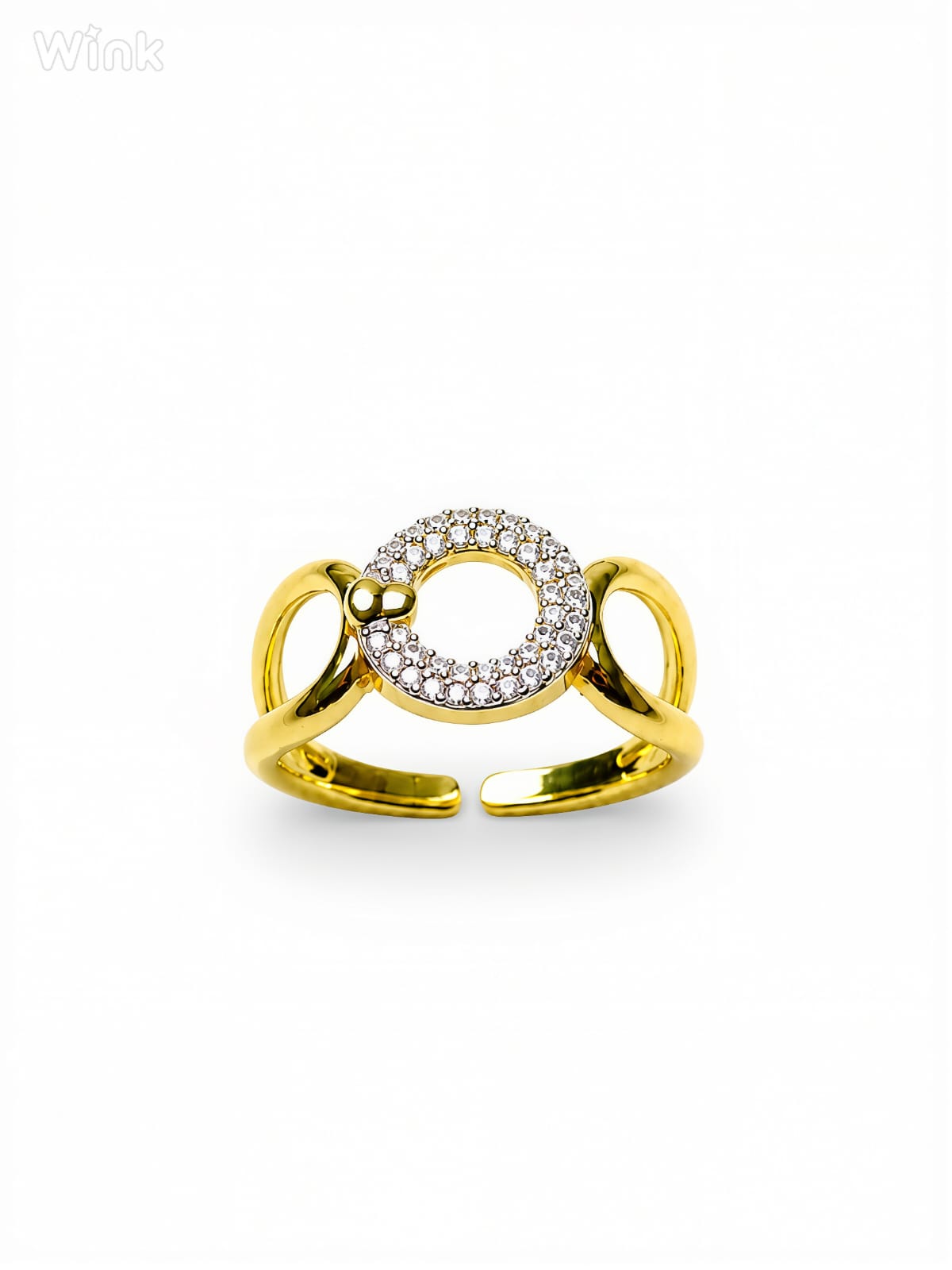 Gold Tone Crystal Open Ring