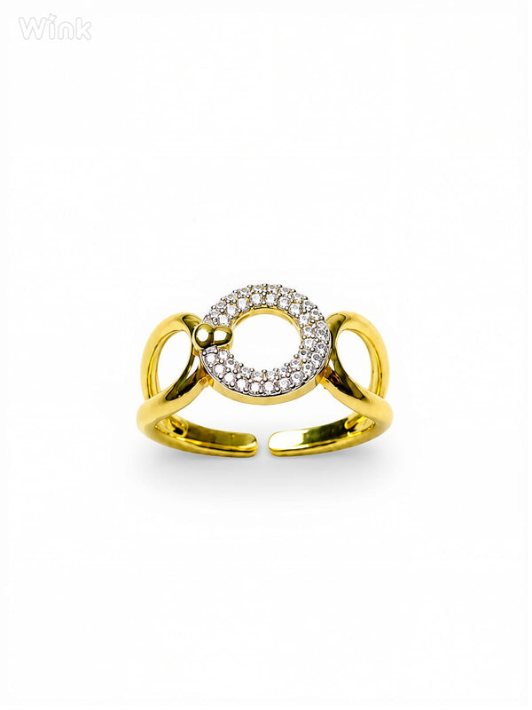 Gold Tone Crystal Open Ring